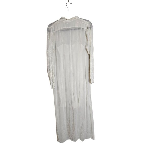 Johnny WAS Ivory Embroidered Lace Kimono With Slip BOHO Beach Wedding Dress - Picture 3 of 16
